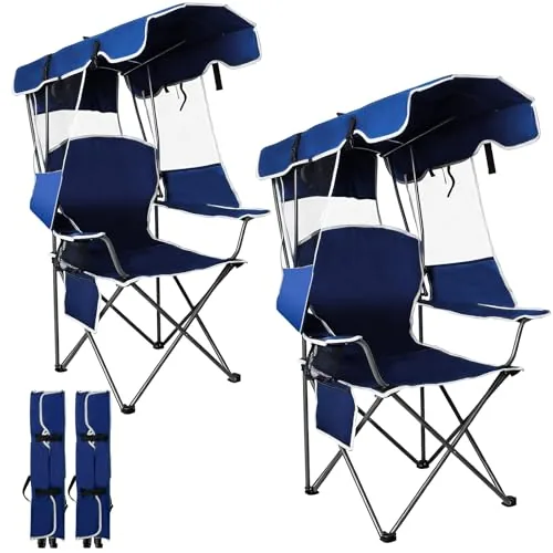 Romswi Canopy Beach Chair 2-Pack with Side Panels