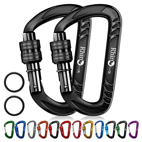 Rhino Produxs 12kN Aluminum 7075 Locking Carabiner Clips