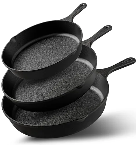 Utopia Kitchen Pre-Seasoned Cast Iron Skillet Set 3pc