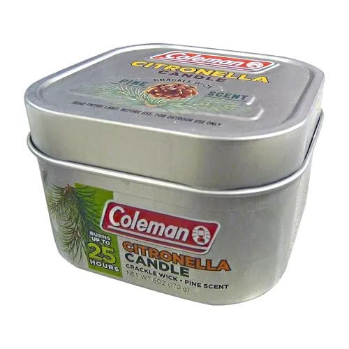 Coleman Pine Citronella Candle with Wooden Crackle Wick 6oz