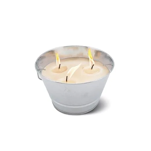 TIKI 28oz Triple-Wick Citronella Bucket Candle Silver