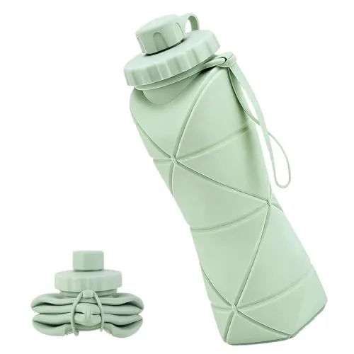 Denavio 20oz Collapsible Silicone Water Bottle Foldable