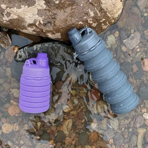 YCTMALL Collapsible Silicone Water Bottles Two-Pack 500ml