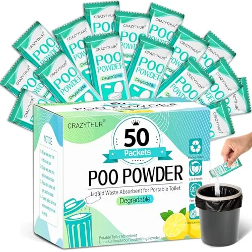 CRAZYTHUR Portable Toilet Gel 50-Pack Lemon Scent