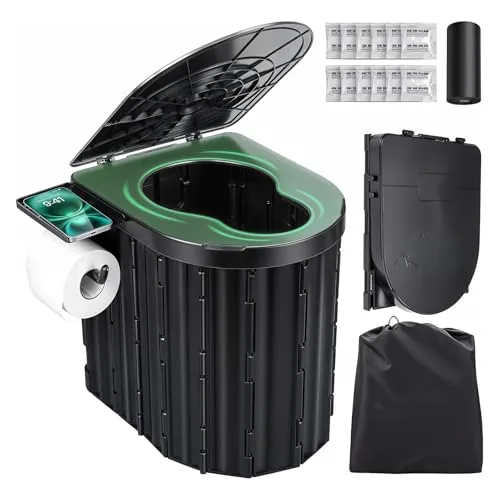 Sckee Portable Folding Camp Toilet 450lb Capacity