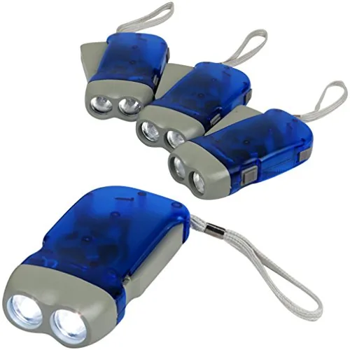 Evelots Hand Crank Flashlight 4-Pack No-Battery Backup
