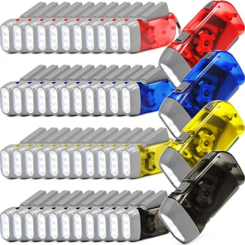 Leelosp 48-Pack Hand Crank LED Flashlight No Battery