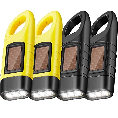 Mudder 4-Pack Hand Crank Solar LED Emergency Flashlights