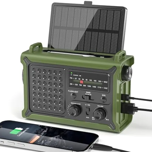 Mesqool 12000mAh Solar Hand Crank Emergency Weather Radio