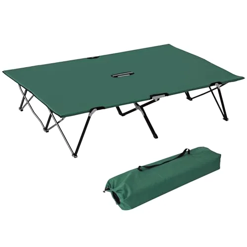 Outsunny 2-Person Folding Camping Cot 50in Wide