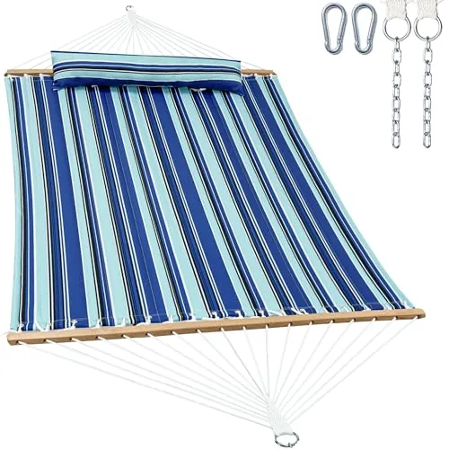 GAFETE Double Quilted Hammock 12ft Spreader Bar 475lb