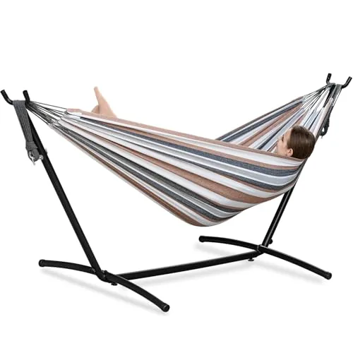 PNAEUT Double Hammock with Steel Stand 450lb Capacity
