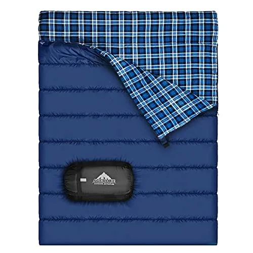 AGEMORE Cotton Flannel Double Sleeping Bag 2-Person