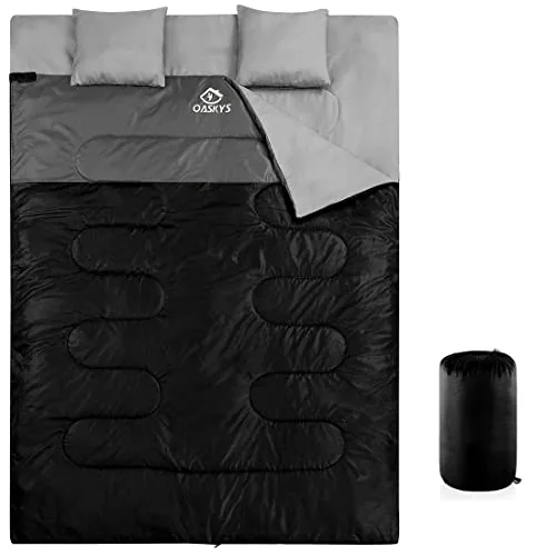oaskys Queen XL Double Sleeping Bag with 2 Pillows