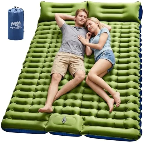 Myxslop Double Sleeping Pad 4-Inch Inflatable with Built-In Pump