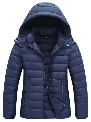 TDYPCI Lightweight Quilted Puffer Jacket with Detachable Hood