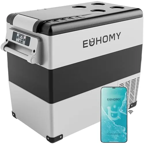 EUHOMY 55L Dual-Zone 12V Portable Fridge with App Control