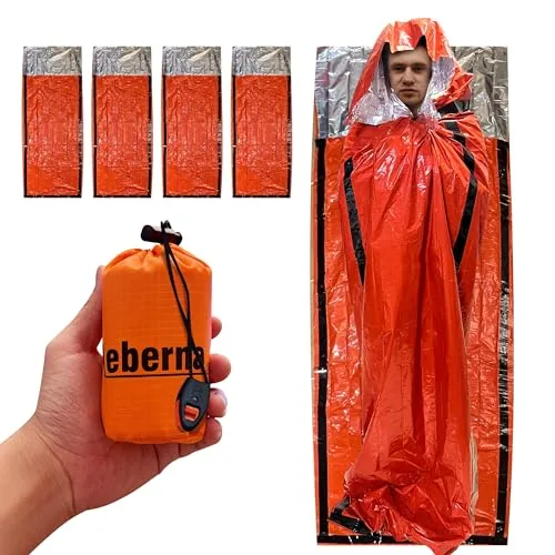 Leberna Emergency Bivy Sack 4-Pack Mylar Survival Bags
