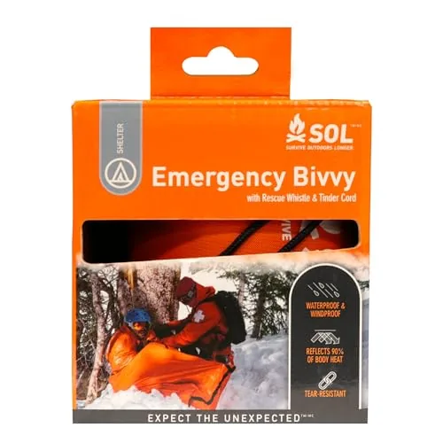 S.O.L. 90% Heat-Reflective Emergency Bivvy with Whistle