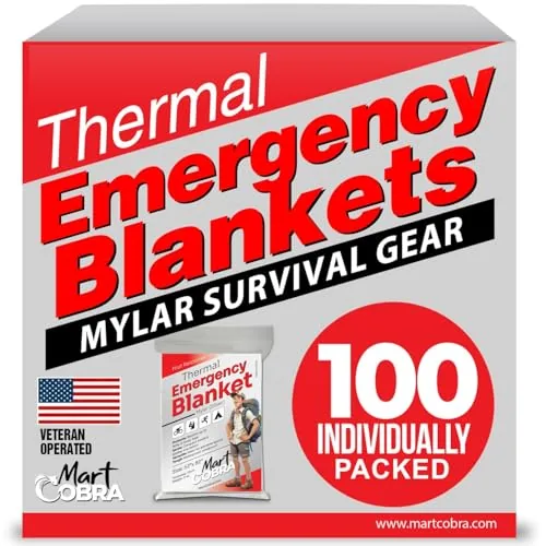 Mart Cobra Mylar Emergency Blanket 100-Pack Bulk