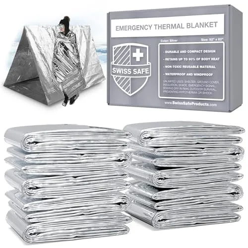 Swiss Safe Mylar Thermal Blankets 75-Pack Emergency Kit