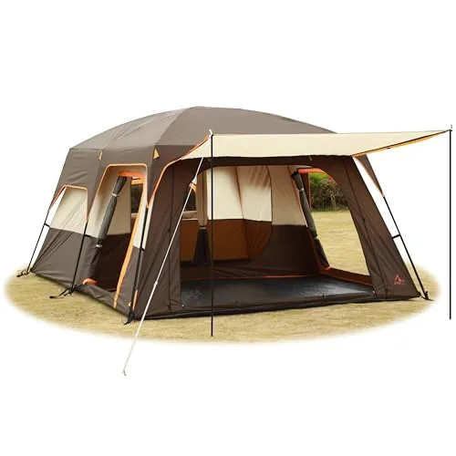 KTT 12-Person Cabin Tent 2-Room Straight Wall