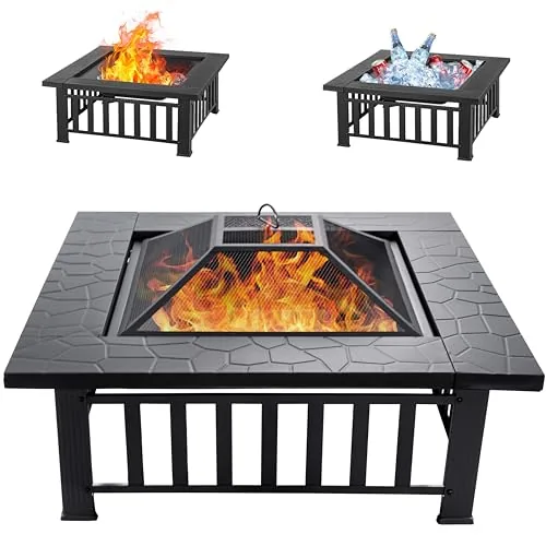 EcoNook 32-inch Square Wood-Burning Fire Pit Table