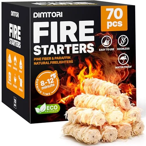 DIMTORI 70-Pack Natural Pine Fire Starters All-Weather