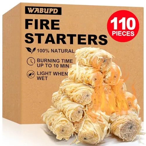 WABUPD 110-Piece Natural Wood & Paraffin Fire Starters