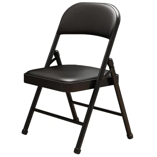 KAOCHA Padded Folding Chair Black Steel 330lb Capacity