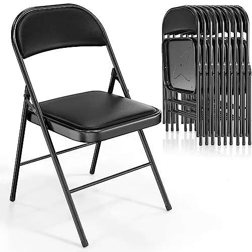VINGLI 10-Pack Folding Chairs PU Leather 350 lb Capacity