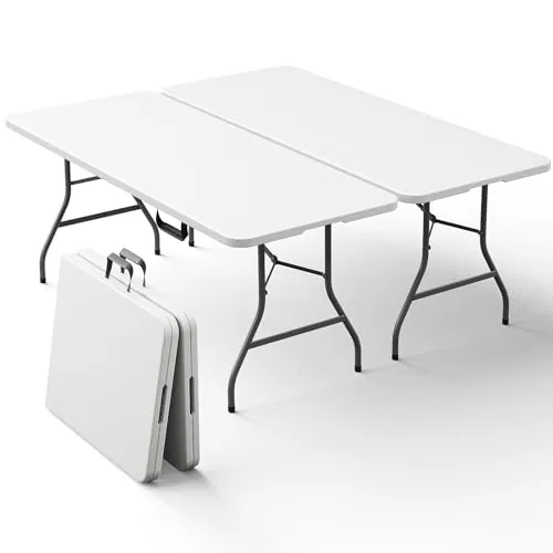 MAKE CHANGES 6ft Folding Table 2-Pack Heavy Duty