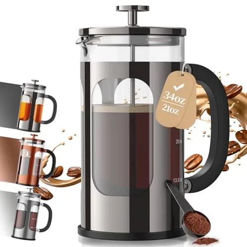 Veken French Press 34oz No-Plastic Borosilicate Glass