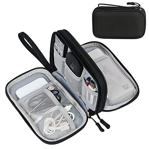 FYY Travel Cable Organizer Pouch Double Layer Black