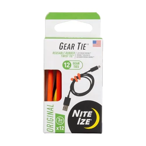 Nite Ize Gear Tie 3-Inch Reusable Rubber Twist Ties 12-Pack