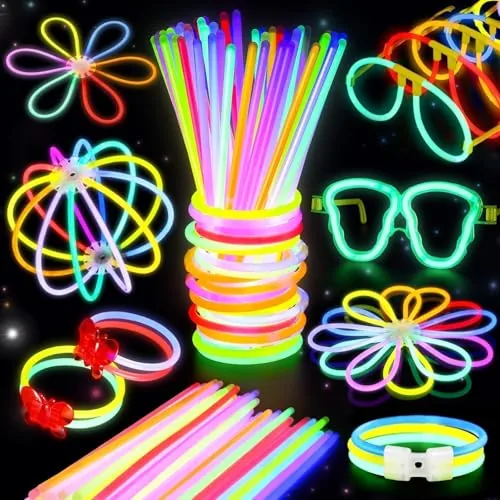 BUDI 467-Piece Glow Stick Set 8 Colors 8-Inch