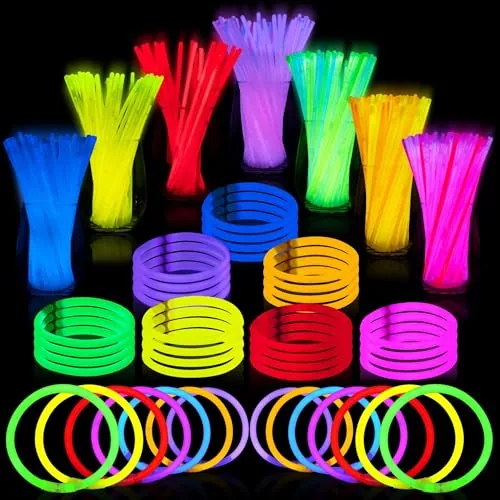 JOYIN 100-Pack 8in Glow Sticks with Connectors