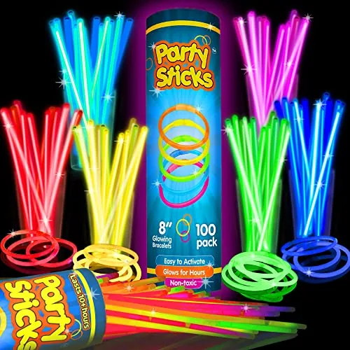 PartySticks 100pk 8-Inch Glow Sticks with Connectors
