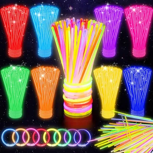 SHQDD 100-Pack 8-Inch Glow Sticks with Connectors