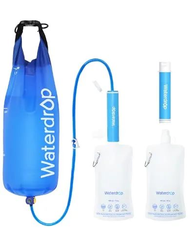 Waterdrop Gravity Filter Straw with 1.5 Gal Bag Pack of 2