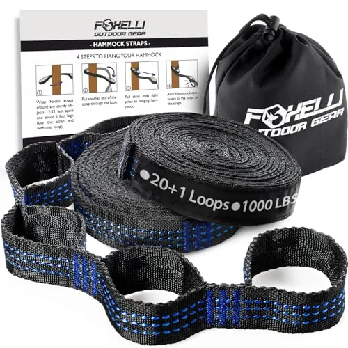 Foxelli XL Hammock Straps 20FT Heavy Duty Set of 2