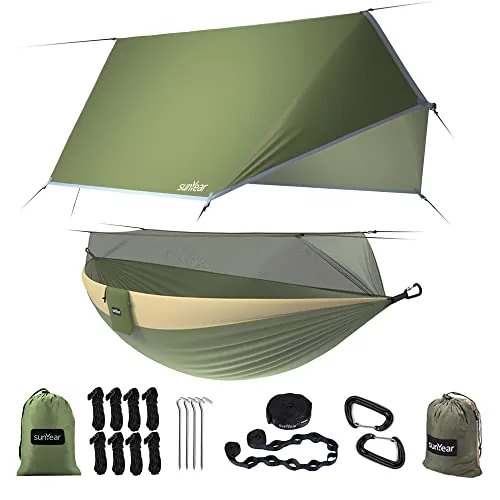 Sunyear Camping Hammock with Rain Fly and Bug Net