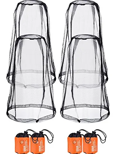 HESTYA Mosquito Head Net 4-Pack with Toggle Bag