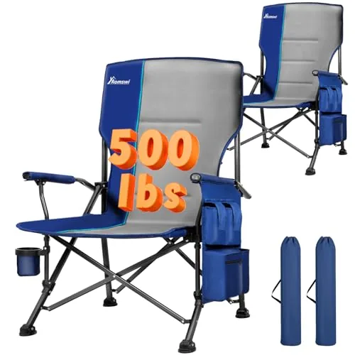 Romswi Oversized Camping Chairs 2-Pack 500LB Capacity