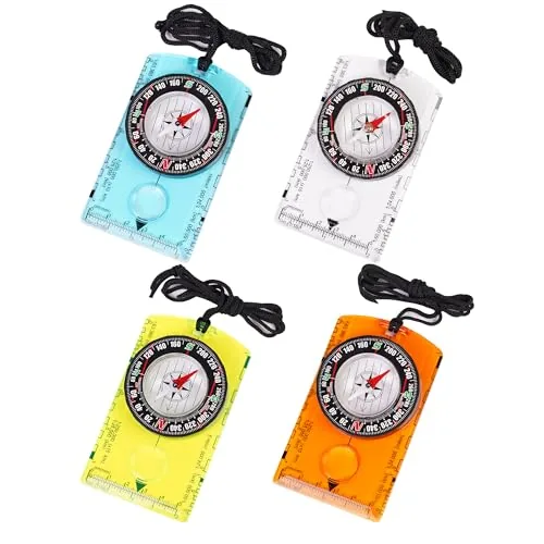 RLXMARTD 4-Pack Orienteering Compass with Declination Adjust