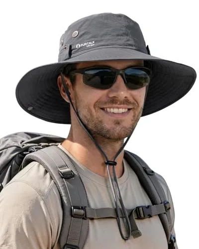 FURTALK UPF 80+ Wide Brim Fishing Hat Dark Grey