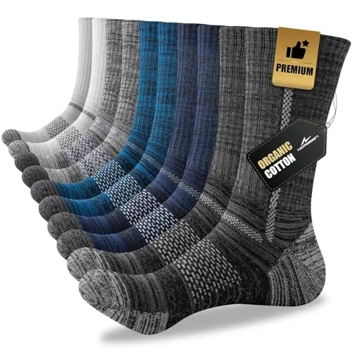 Niorasen 5-Pack Cushioned Cotton Crew Work Socks