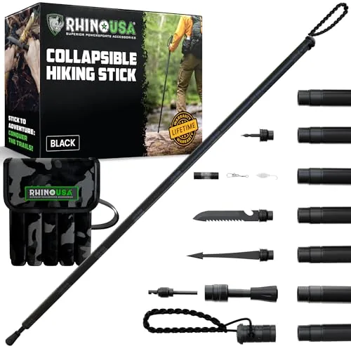 Rhino USA Modular Tactical Hiking Staff with Survival Kit