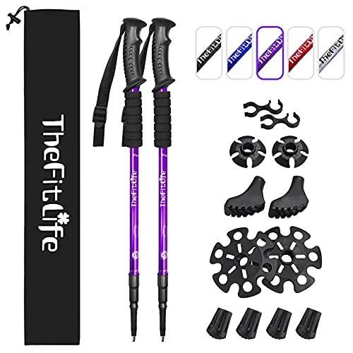 TheFitLife Telescopic Trekking Poles Antishock Twist-Lock Pair