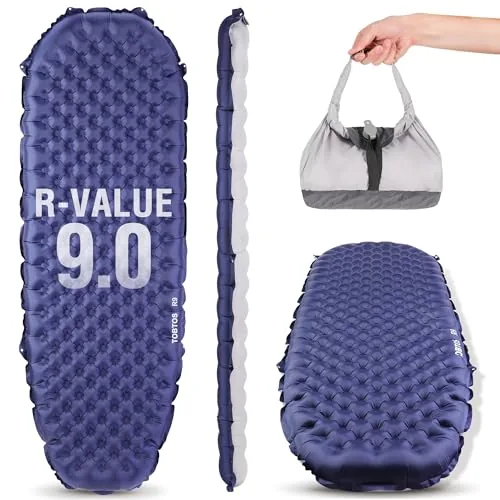 TOBTOS Mummy Sleeping Pad R-9.0 4-Inch Inflatable